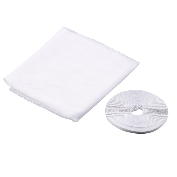 White Polyester Window Fly Screen - Self-Adhesive Mosquito Net, 130x150cm, Removable, Breathable & DIY Cut-to-Size for Home/Office