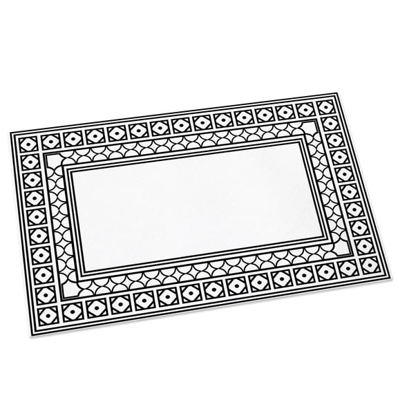 White Door Mat 16x24 Inch Boho Diamond Pattern Border Rustic Southwestern Entryway Rug with Non-Slip Rubber, Front Door Mat Indoor Floor Mats for Living Room Bathroom Bedroom Home Office