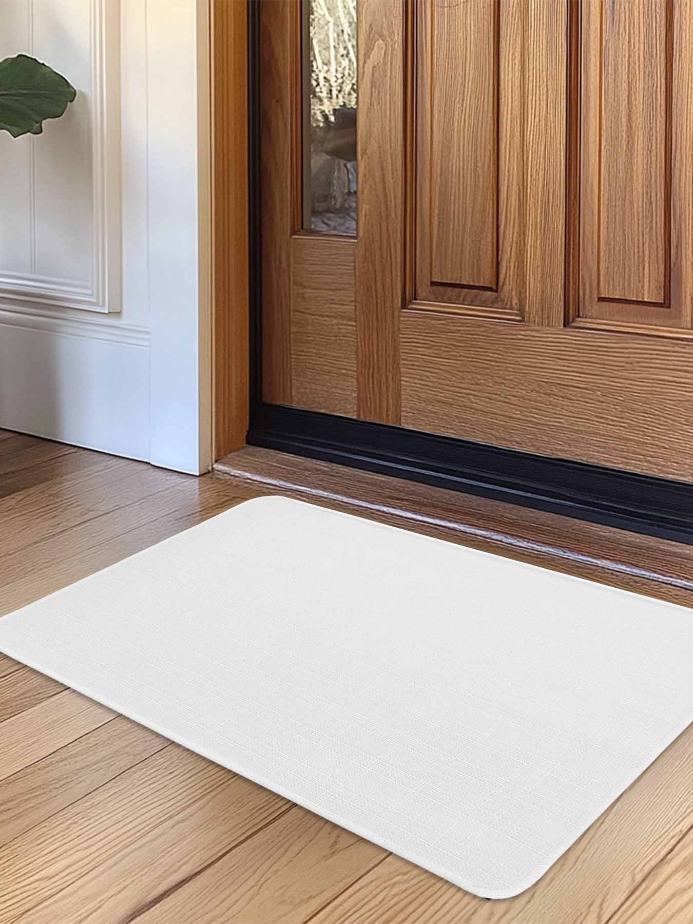 White Door Mat Indoor Outdoor Entrance, Non Slip Small Rug