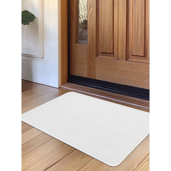 White Door Mat Indoor Outdoor Entrance, Non Slip Small Rug for Kitchen Bathroom Entryway Rug, Modern Simple White Backdrop Washable Doormat Floor Mat for Office Home Decor 16x24 Inch