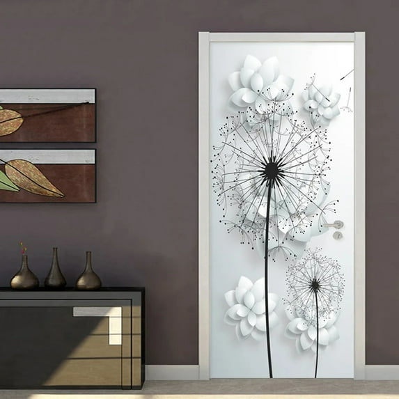 White Doors Wallpaper Entrance Self Adhesive Door Waterproof Oil-proof Removable Stickers Mural PVC