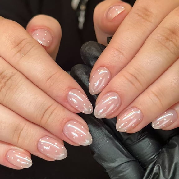 White Dot Artificial Nails ABS False Nails Hypoallergenics Build Perfect For Typing And Phone Daily Use Easy Application