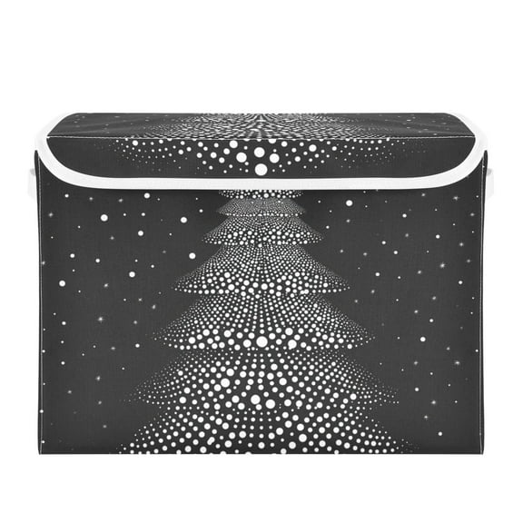 White Dot Christmas Tree Foldable Storage Bin with Lid and Handle Collapsible Storage Box 16.5 x 12.6 x 11.8 inches