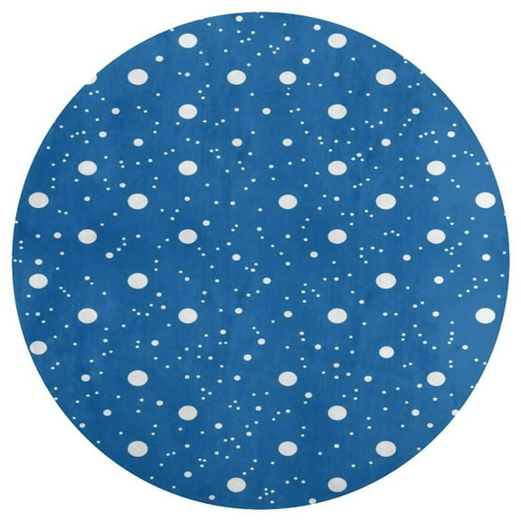 White Dots Blue Background Round Carpet Circle Rug Outdoor Patio Area Rug Washable Large Area Rugs Hallway Room Decor Fitness Mats