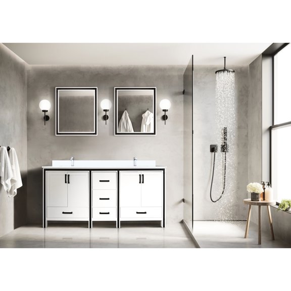 White Double Bath Vanity Design / Quick Install in Bathroom / Modern Bathroom