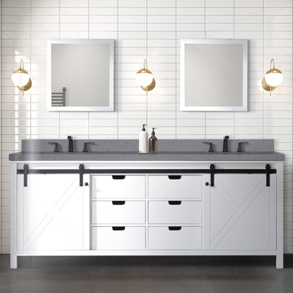 White Double Bath Vanity | Six Drawers & Soft Close | Bathroom Convenience