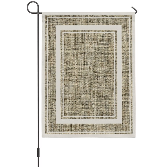 White Double Border Garden Flags For Outdoor, Farmhouse Linen Woven Texture Beige Small Double Side Yard Flags Weather Proof Garden Decor for Lawn Outside Holiday 12 x 18 Inches