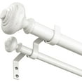 thumbnail image 1 of White Double Curtain Rods for Windows 72 to 144 inch, Farmhouse Vintage Decorative 1 Inch Adjustable Long Dual Curtain Rod, Heavy Duty Boho Double Drapery Pole with Antique White Grain Finial, 1 of 5
