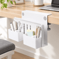 Hangging File Racks White Double-Deck Clamp-On Under Desk Hanging File Organizer for Office ...