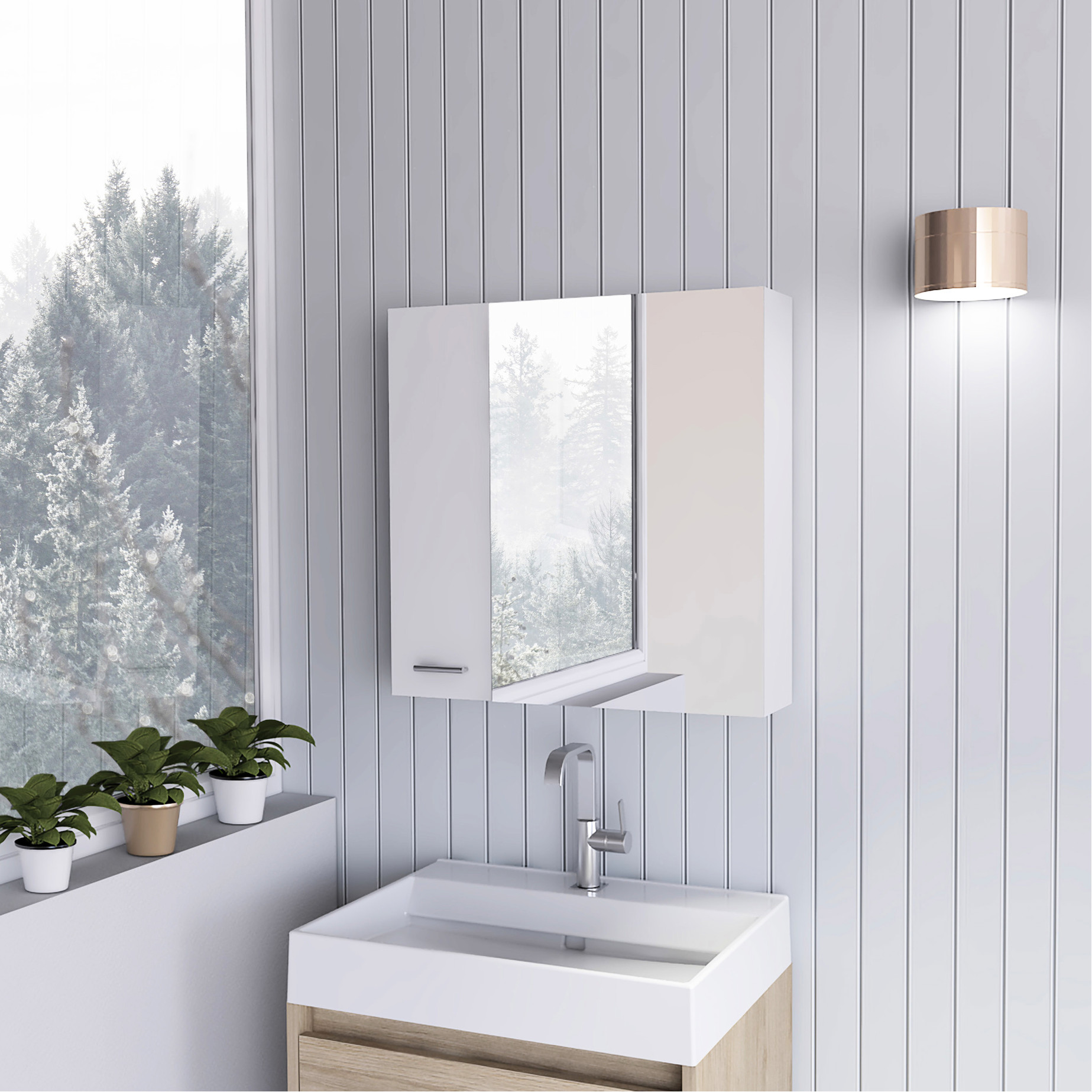 White Double - Door Medicine Cabinet | Four Shelves for Bathroom ...