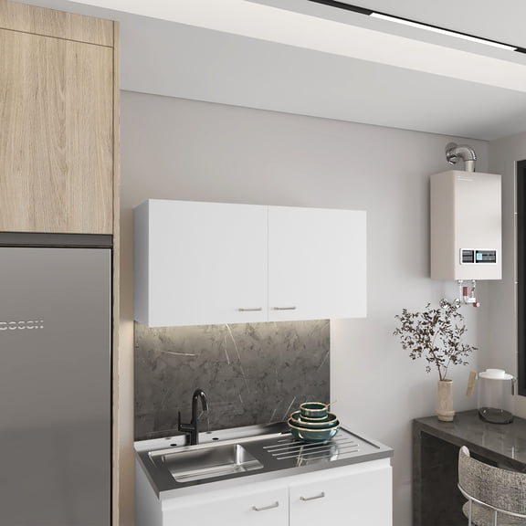 White Double - Door Wall Cabinet | Perfect for Kitchen Organization | Combine with Base Cabinet