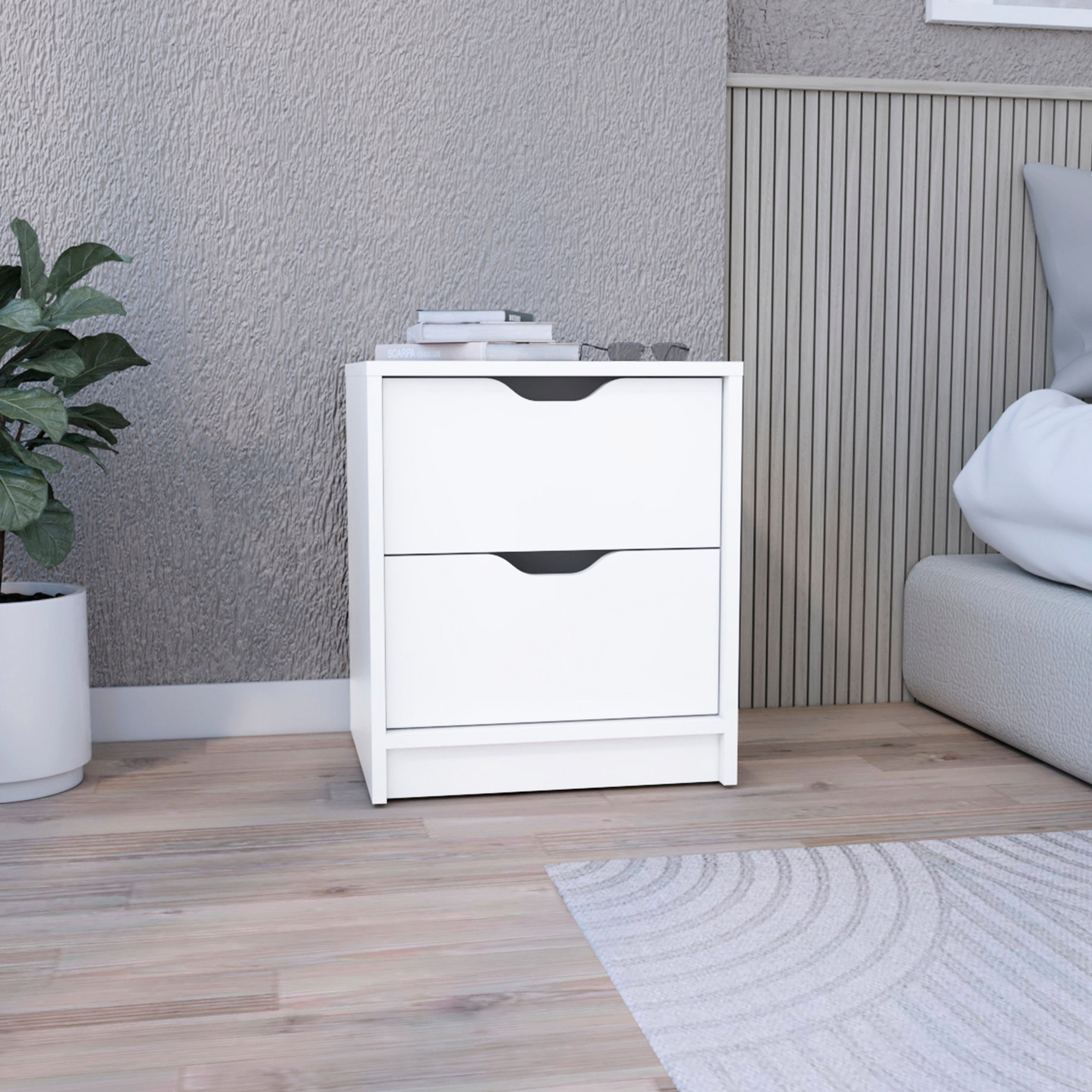 Double Draw Storage Rack White - Double Drawer Storage - Bedside Use - Easy Access to Night ...