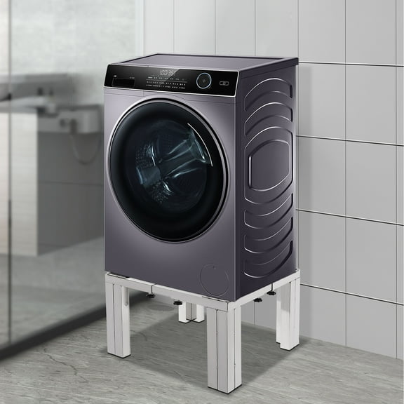 White Double Dual Washing and Drying Machine Pedestal Stand Raiser Non-Slip