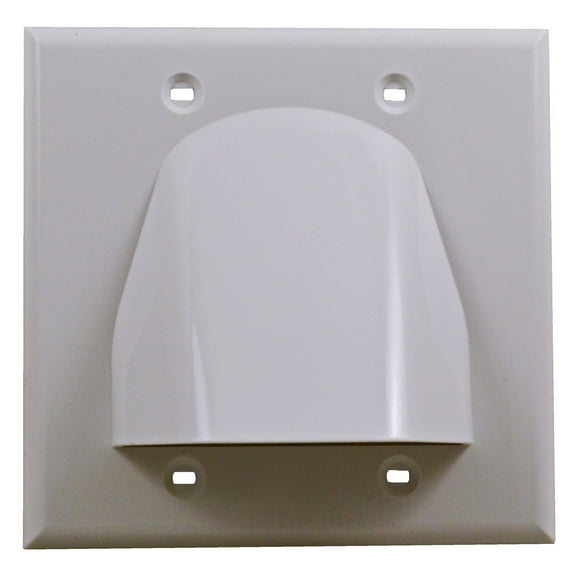 White Double-Gang Low Voltage Cable Pass Through Wall Face Plate