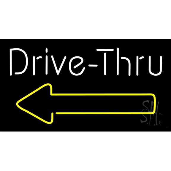White Double Stroke With Yellow Arrow LED Neon Sign 13 x 24 - inches, Clear Edge Cut Acrylic Backing, with Dimmer - Bright and Premium built indoor LED Neon Sign for restaurant decor.