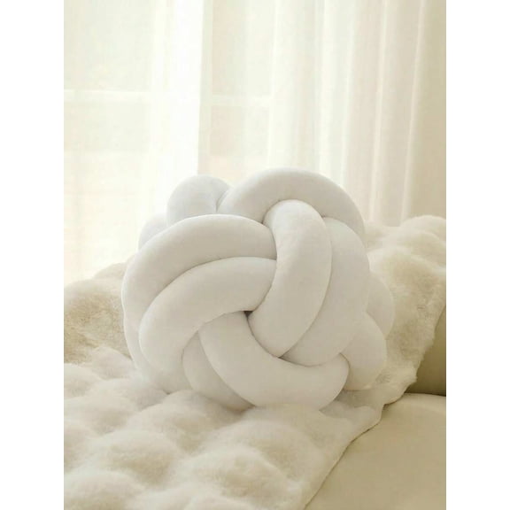 White Double Twisted Knot Decorative Throw Pillow For Sofa Couch Bedside Coffee Table