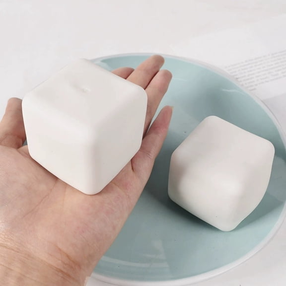 White Dough Cube Squishy Tofu Doll 3Pcs, Squishy Stress Relief Dolls, Super Soft Silicone Sensory Fidget Dolls, Hand Pinching Decompression Dolls, Slow Rising Stress Reliever