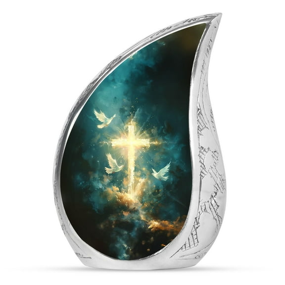 White Dove Cross Funeral Urns For Ashes For Women - Small Urns For Ashes Adult male Keepsake - Decorative Adult Ashes 3 Inch 1 Pcs