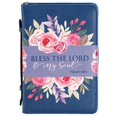 thumbnail image 1 of White Dove Designs Bible Cover-Bless The Lord O My Soul-Navy Floral-LRG, 1 of 4