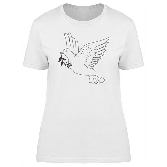 White Dove With Plants On Beak Tee Women's -Image by Shutterstock