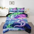 thumbnail image 1 of White Dragon Bed Comforter Set Queen Size,Ancient Wild Animal Super Soft Microfiber Bedding Set for Adults Men,Snow Moutain Aurora Decorative Comforter Set,3 Pcs, 1 of 6
