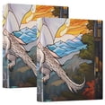 thumbnail image 1 of White Dragon Mountains Lake Sun Trees 3 Ring Binders 1.5 inch Hardcover File Folders with Interior Pockets A4 Size Organizer for School Office Hospital, 1 of 8