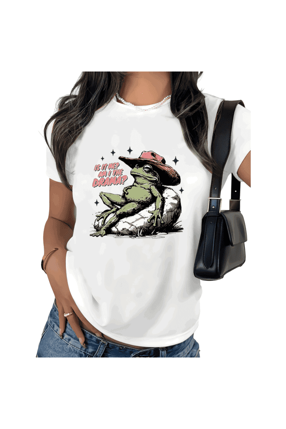 White Drama Frog Sarcastic Animal Tshirt Pattern Tees Birthday Gift Humor S-5XL Tops