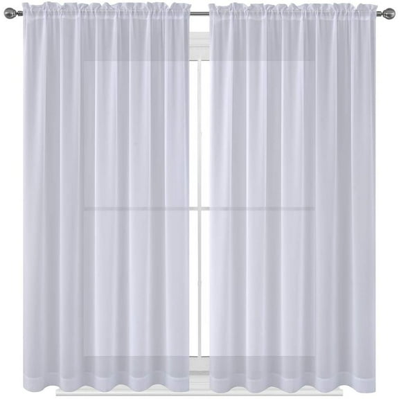 White Drape/Panels/Scarves/Treatment Beautiful Sheer Voile Window Elegance Curtains Scarf for Bedroom & Kitchen Fully Stitched and Hemmed 63 inch size, Set of 2