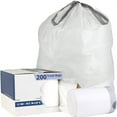 thumbnail image 1 of Custom Fit Trash Bags, White Drawstring Garbage Bags Liners, 10 Gallon / 38 Liters, 24" x 28" (200 Count) Heavy Duty Trashbags Home Essentials Large, 1 of 5