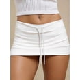 thumbnail image 1 of White Drawstring Low-Waist Mini Skirt For Women, 1 of 5