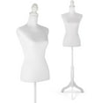 thumbnail image 1 of White Dress Form Mannequin, 52''-67'' Height Adjustable Female Torso Dress Form , Full Body with Wooden Tripod Base Stand and Detachable Iron Bracket, 1 of 13