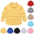 thumbnail image 1 of White Dress Shirt Toddler Boy Long Sleeve Boys Long Sleeve Oxford Shirt Teen Kids Solid Button Down Collar Dress Shirts Formal Classic School Uniform Outfit, 1 of 9