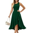thumbnail image 1 of White Dress Shirt Women, Tank Casual Cotton Sleeveless Round Neck Ruffle Flowy Long Silk Dress For Women Denim 2025 Maxi Dresses Easter Outfit Dresses Formal Dresses Tshirt (M, Dark Green) ZMTing, 1 of 4