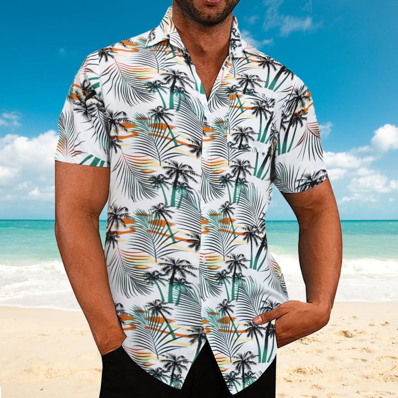 White Dress Shirts For Men Mens Spring Summer Casual