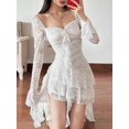 thumbnail image 1 of White Dress With Square Neck And Bell Sleeves, 1 of 22