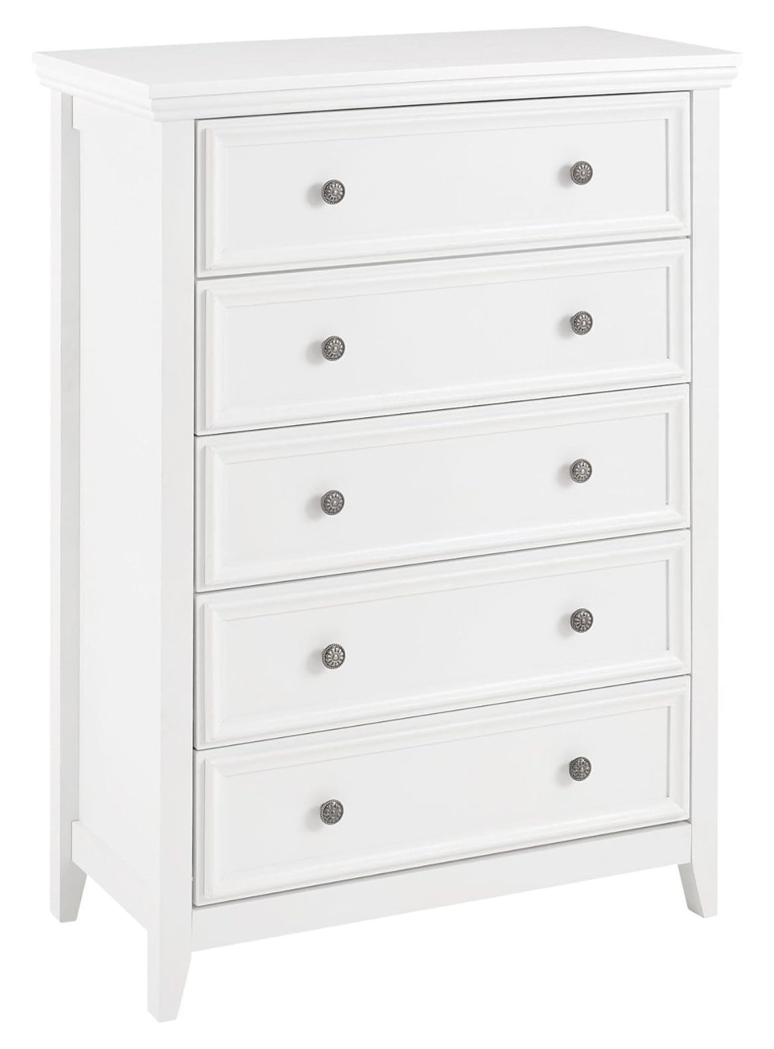 White Dresser, 5 Drawer Dresser for Bedroom, Modern Tall Nightstand