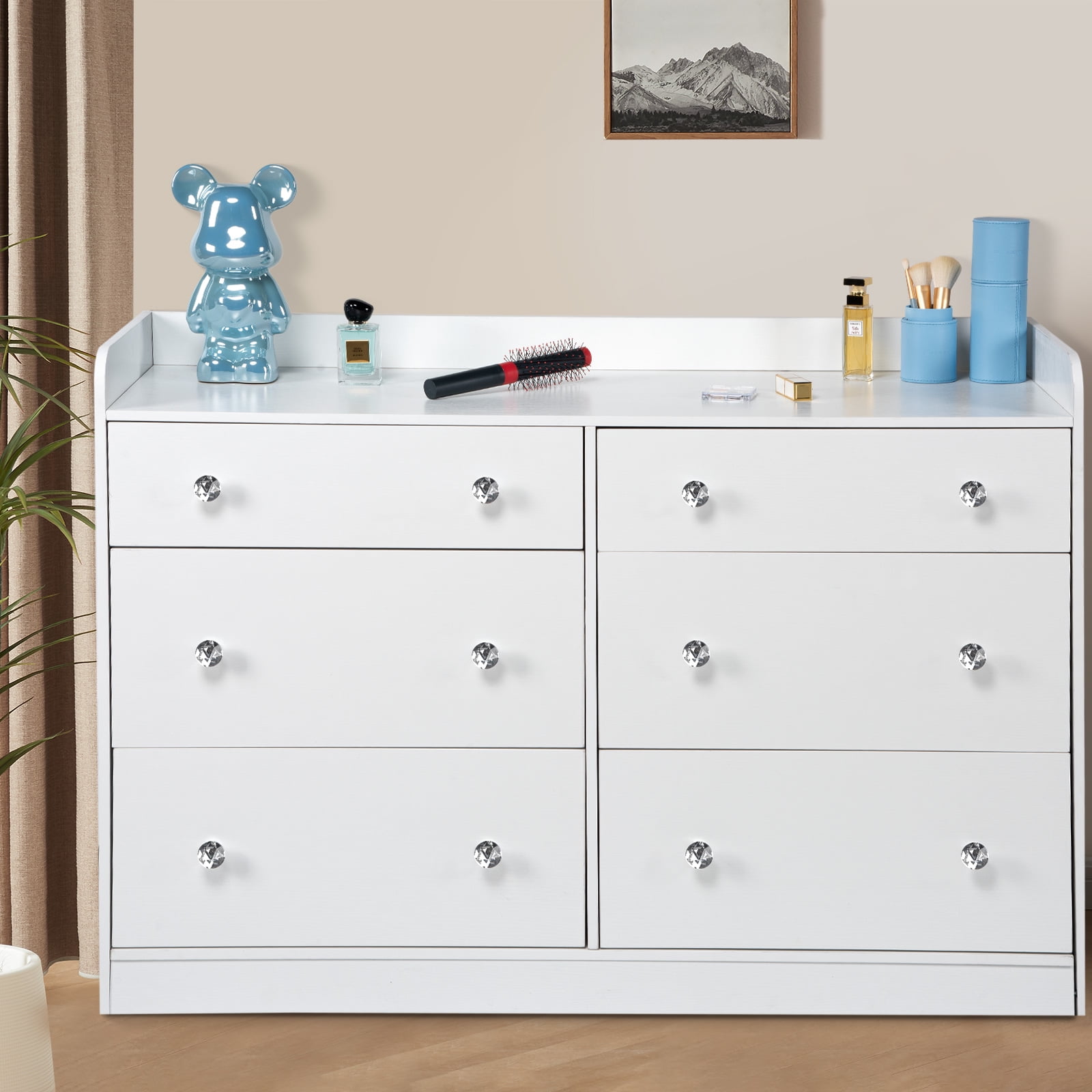 White Dresser, 6 Drawer Dressers for Bedroom with Wide Drawers and