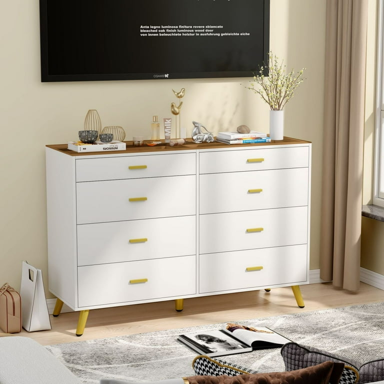 Furniture Chest Simply Painted White With Gold Metallic Knobs