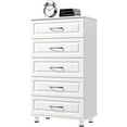 thumbnail image 1 of White Dresser for Bedroom, 5 Drawer Dresser Tall Modern Nightstand Closet Wood Dresser with Steel Handles, Mid Century Chest of Drawers for Living Room, Office, 1 of 7