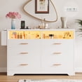 thumbnail image 1 of White Dresser for Bedroom,6 Drawers Dresserwith LED Lights and Charging Station, 47" Wide Bedroom Dresser Chest of Drawers Storage Organizer TV Stand for up to 55" TV for Living Room, 1 of 8