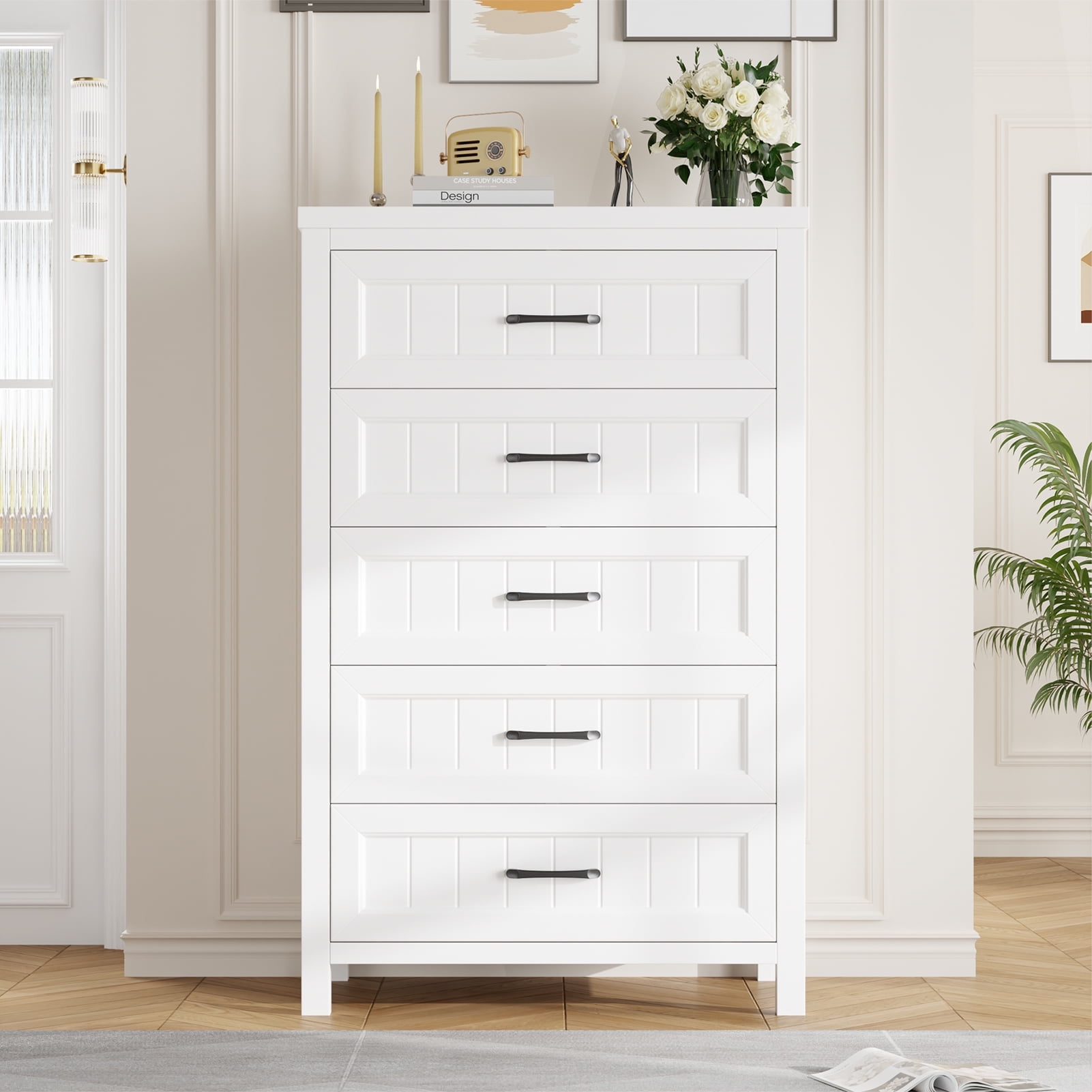 White Dresser for Bedroom, Modern 5 Drawer Dresser with Black Handles,Storage Organizer for Closet,Wood Storage Chest of Drawers fo Bedroom,Living Room,Hallway - Walmart.com White Dresser for Bedroom, Modern 5 Drawer Dresser with Black Handles,Storage Organizer for Closet,Wood Storage Chest of Drawers fo Bedroom,Living Room,Hallway - Walmart.com