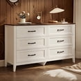 thumbnail image 1 of White Dresser, Lofka 6 Drawer Dresser for Bedroom, Chests of Drawers for Living Room, White+Rustic Brown, 1 of 10