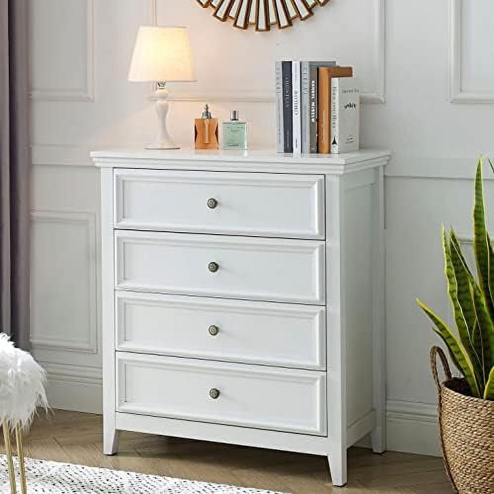 White Dresser for Bedroom, 4 Chest of Drawers, Wooden Dressers Tall ...