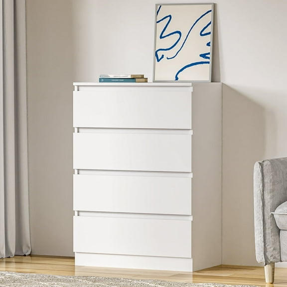 Hommpa White Dresser for Bedroom, 4 Drawers Dresser for Closet, Chests of Drawers for Women, Wooden Modern Storage Cabinet for Living Room, Hallway Entryway, Home, Office 27.5"L X 15.7"W X 39"H