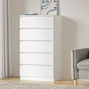 Hommpa White Dresser for Bedroom, 6 Drawers Dresser for Closet, Chests of Drawers for Women, Wooden Modern Storage Cabinet for Living Room, Hallway Entryway, Home, Office 27.6"L X 15.7"W X 48"H
