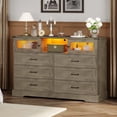 thumbnail image 1 of White Dresser with 6 Drawers Modern Chest of Drawers with LED Lights and Charging Station, Double Dresser Closet Organizer for Bedroom Living Room, 1 of 10