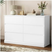 White Dressers Bedroom Dresser 6 Drawer Storage Chest of Drawers Double Dresser Storage Side Cabinet Room Furniture for Bedroom Living Room