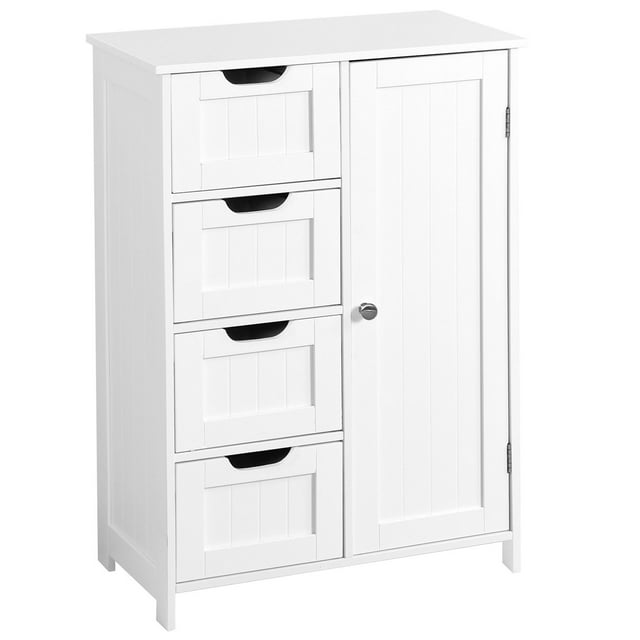 White Dressers for Bedroom, 4Drawer Wood Chest of Drawers, Modern
