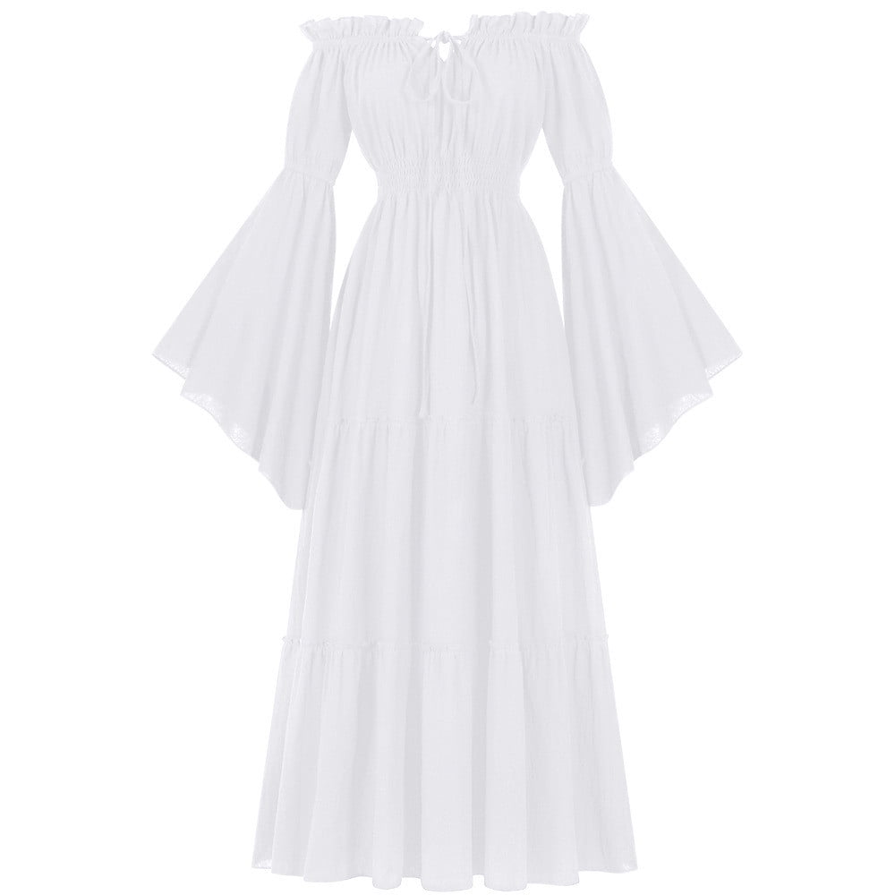 White Dresses for Teen Girls Fall Summer Long Sleeve Off Shoulder ...