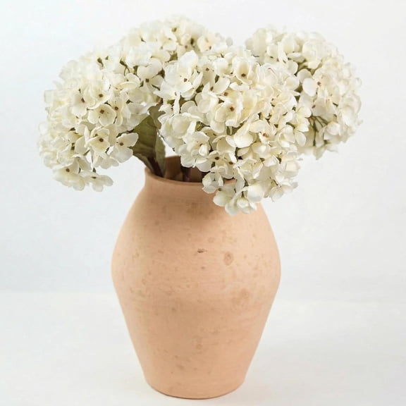 White Dried Hydrangea Flowers Artificial, Faux Fall Floral Stems for Home Decor, Wedding, Vase Fillers (White)